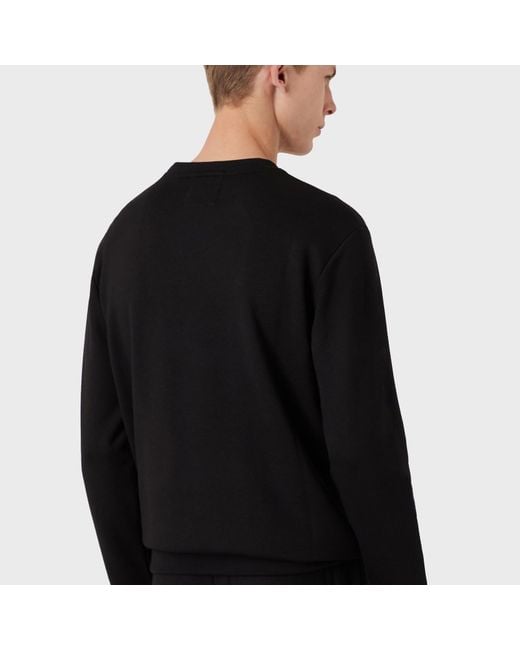 Emporio Armani Black Logo Printed Crewneck Sweatshirt for men