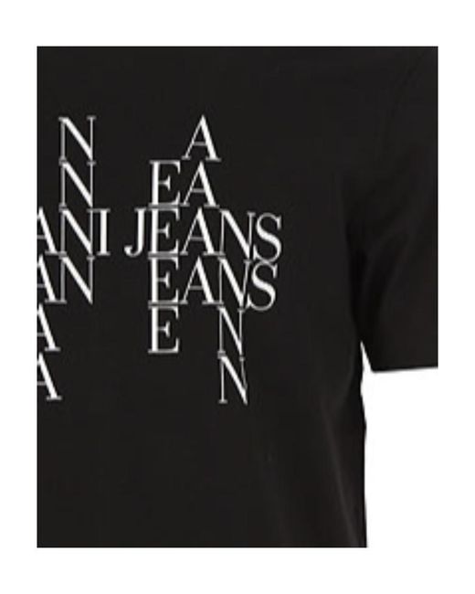 Armani Jeans Black Logo Printed Pattern T-Shirt for men