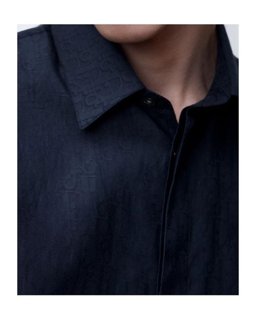 Dior Blue Oblique Short-Sleeved Shirt for men