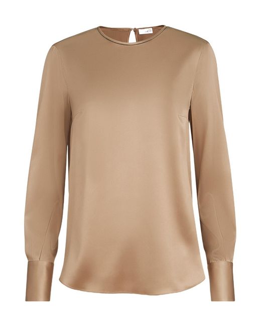 Brunello Cucinelli Natural Monili-Detail Long-Sleeve Blouse