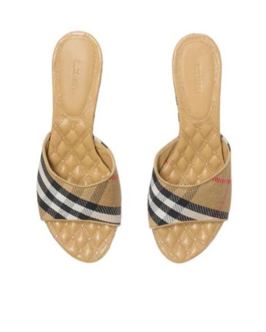 Burberry White Check Sloane Mules