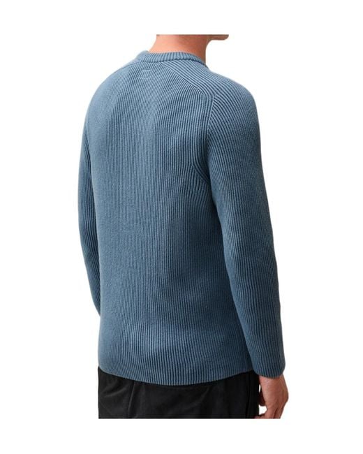 C P Company Blue Full Rib Cotton Lens Crewneck Sweater for men