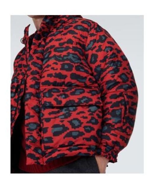 Undercover Red Printed Down Jacket for men
