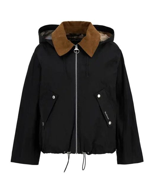 Barbour Black Hooded Bomber Jacket