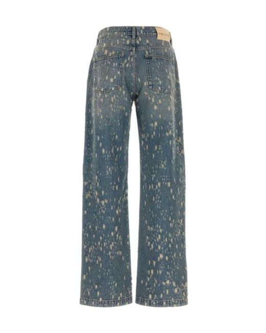 McQueen Blue Distressed Five-Pocket Jeans for men