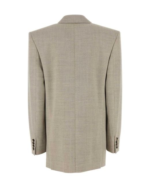 Saint Laurent Natural Double-Breasted Long-Sleeved Jacket