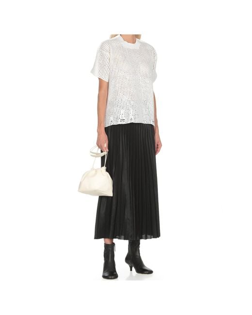 Junya Watanabe White Open-Knit Short Sleeved T-Shirt