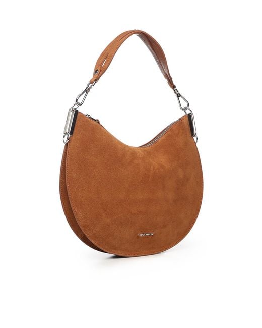 Coccinelle Brown Sunup Logo Lettering Medium Tote Bag