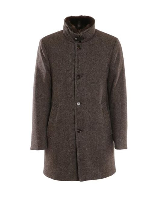 Moorer Brown High Collar Long Sleeve Down Coat for men