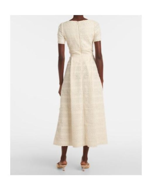 Elie Saab White Macramé Midi Dress