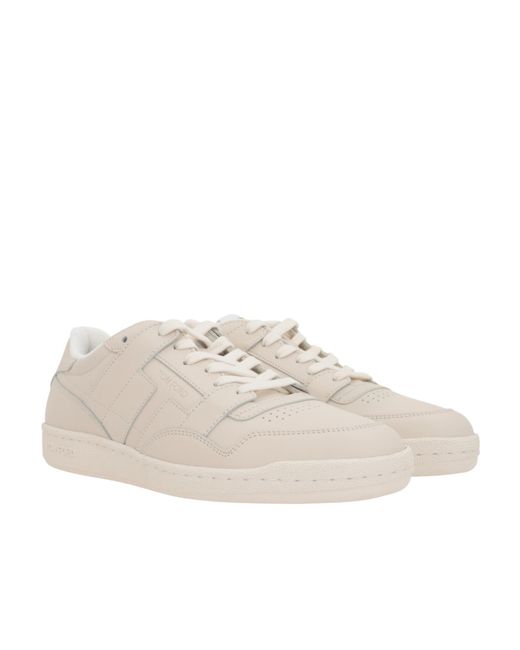 Tom Ford White Logo-Debossed Lace-Up Sneakers for men