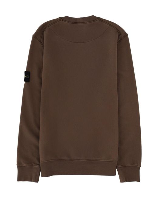Stone Island Brown Logo Patch Crewneck Sweatshirt for men