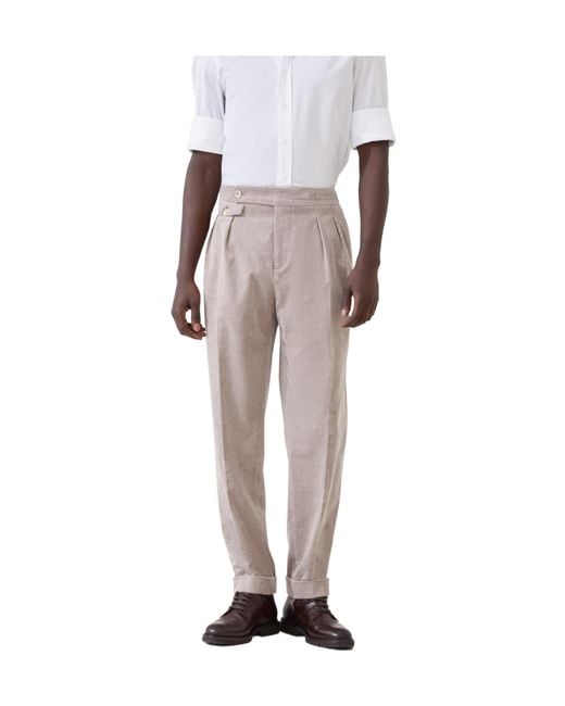 Brunello Cucinelli Gray Plaid Trousers for men