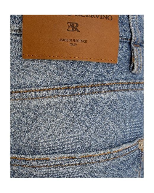 Ermanno Scervino Blue Wide-Leg Patterned Jeans