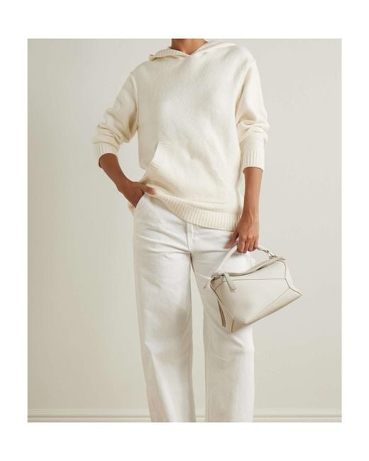 James Perse White Long-Sleeved Hooded Sweatshirt