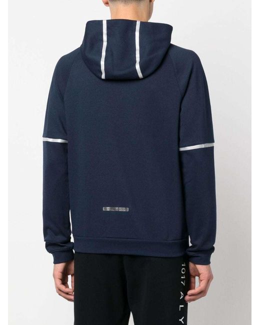EA7 Blue Logo-Print Zip-Up Hoodie for men
