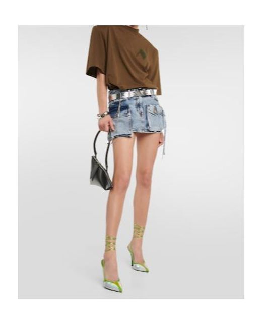 The Attico Green Venus Leather High-Heeled Sandals