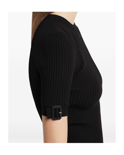 Courreges Black Courrèges Buckle Knitted T-Shirt