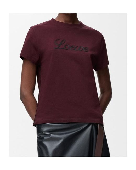 Loewe Red Logo Detail Crewneck T-Shirt
