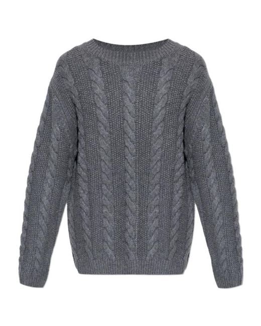 Lisa Yang Gray Cable-Knit Crew-Neck Sweater for men