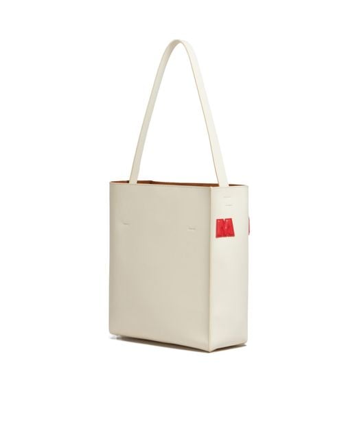 Marni White Museo Logo-Patch Small Shoulder Bag