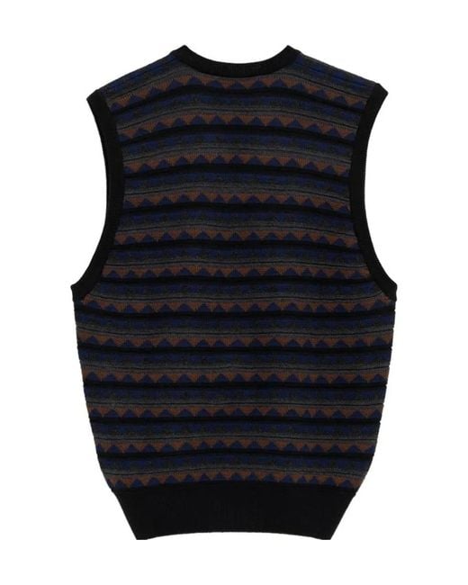 Lemaire Black V-Neck Pattern Vest for men