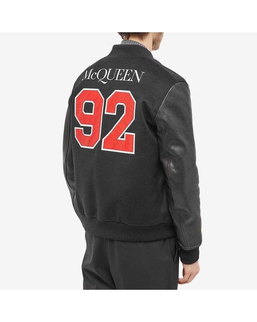 McQueen Black Logo Embroidered Buttoned Jacket for men