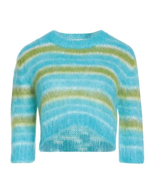 Marni Blue Intarsia-Knit Jumper