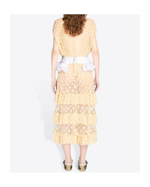 Dries Van Noten Natural Ruffled Mesh Dress