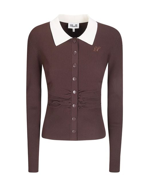Baum und Pferdgarten Purple Cianna Ribbed Button Top