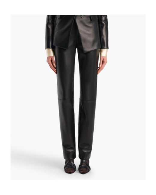Khaite Black High-Rise Straight-Leg Pants