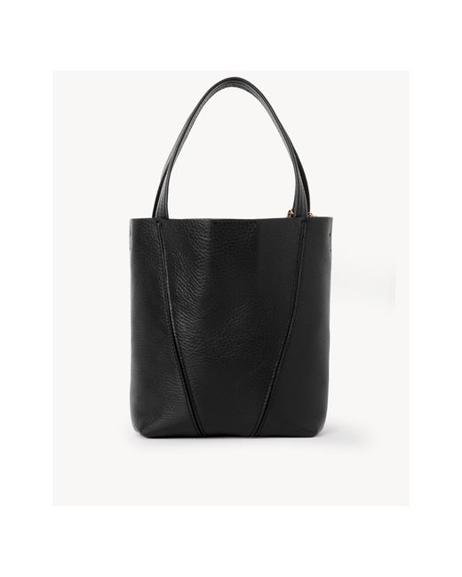 Chloé Black Chloé Spin Logo Printed Small Tote Bag