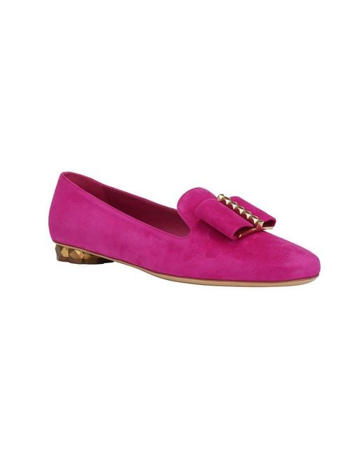 Ferragamo Purple Bow Tie Flat Shoes