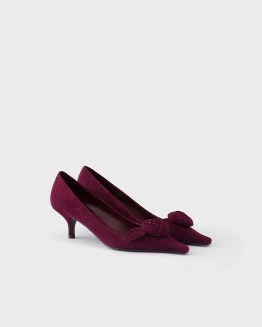 Prada Purple Suede Pumps, Burgundy