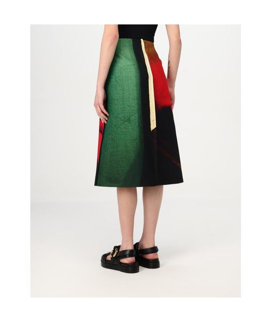 Jil Sander Red Printed Midi Skirt