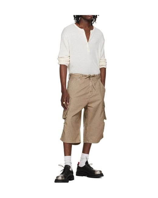 424 Natural Striped Cargo Shorts for men