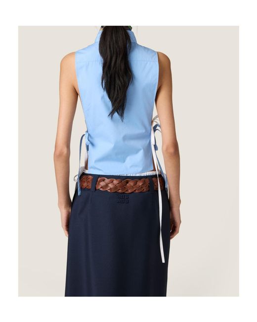 Miu Miu Blue Open Sides Sleeveless Shirt