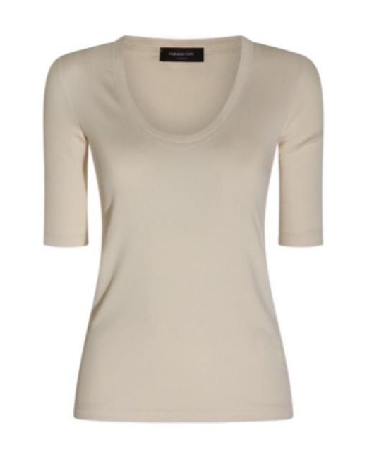 Fabiana Filippi Natural Scoop Neck Half-Sleeve T-Shirt