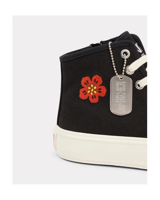 KENZO Black Boke Flower Motif High-Top Sneakers