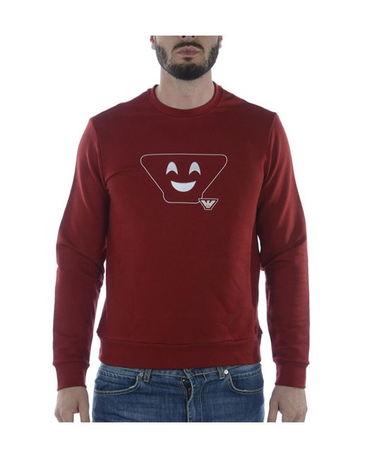Emporio Armani Red Logo Round-Neck Sweater for men