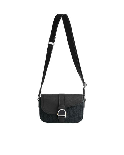 Dior Black Mini Saddle Heritage Messenger Bag With Flap for men