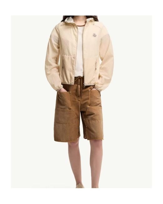 Moncler Natural Zip-Up Hooded Jacket