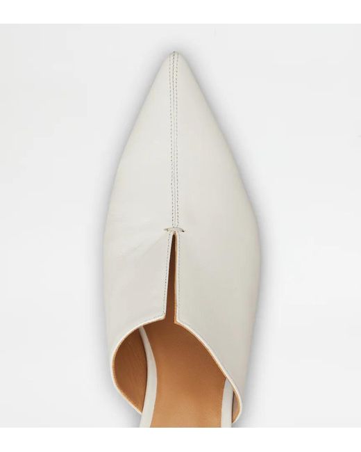 Tod's White Heeled Mules