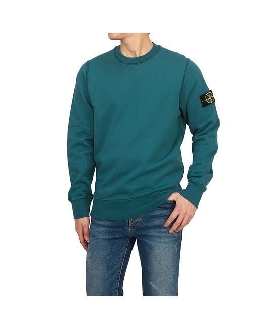 Stone Island Blue Compass-Patch Cotton Sweatshirt for men