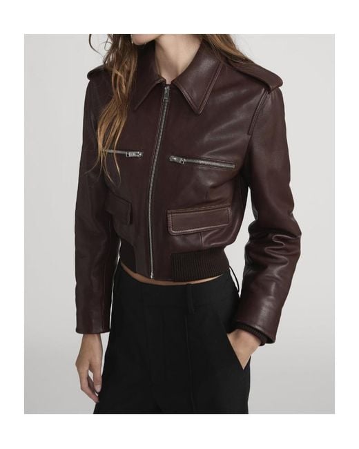 FRAME Brown Long-Sleeved Leather Jacket