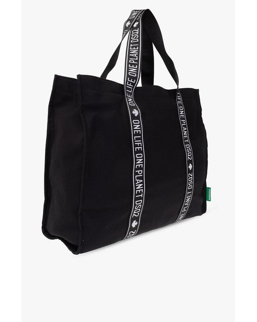 DSquared² Black Logo-Print Tote Bag for men