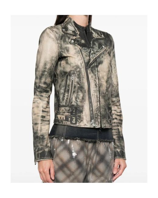 DIESEL Multicolor L-Uxure Zip-Fastening Leather Jacket