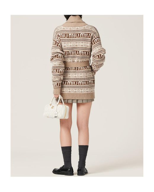 Miu Miu Brown Button-Up Belted Cardigan