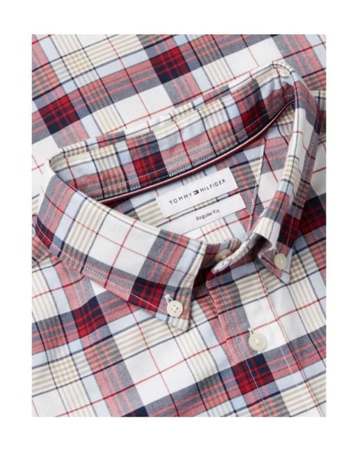 Tommy Hilfiger Red Check-Print Button-Down Shirt for men
