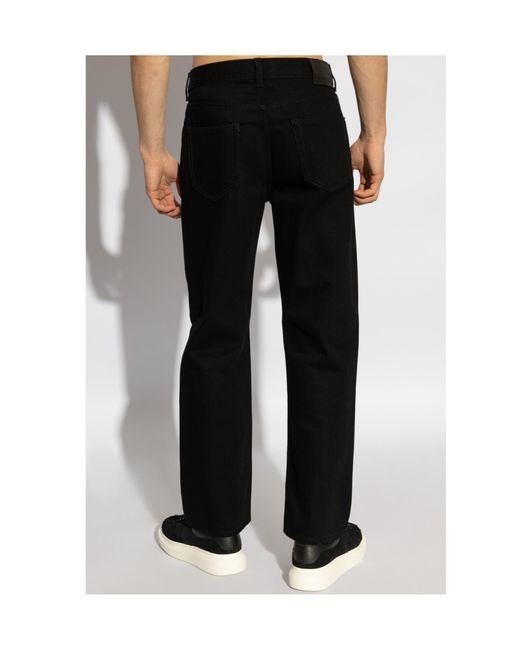 McQueen Black Skull Detailed Straight-Leg Jeans for men